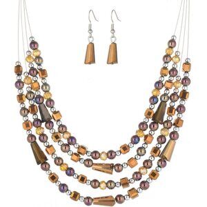 Layered Beaded Necklace Set Multi Strand Crystal Costume Jewelry Gifts for Women